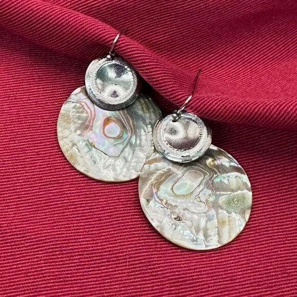 Nine West Abalone & Silver-Tone Disc Fishhook Earrings - Picture 2 of 13
